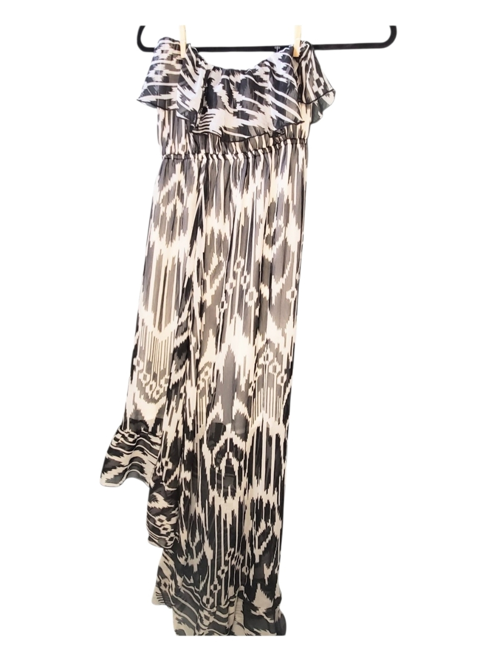 Dots Black and White Off-Shoulder Maxi Dress